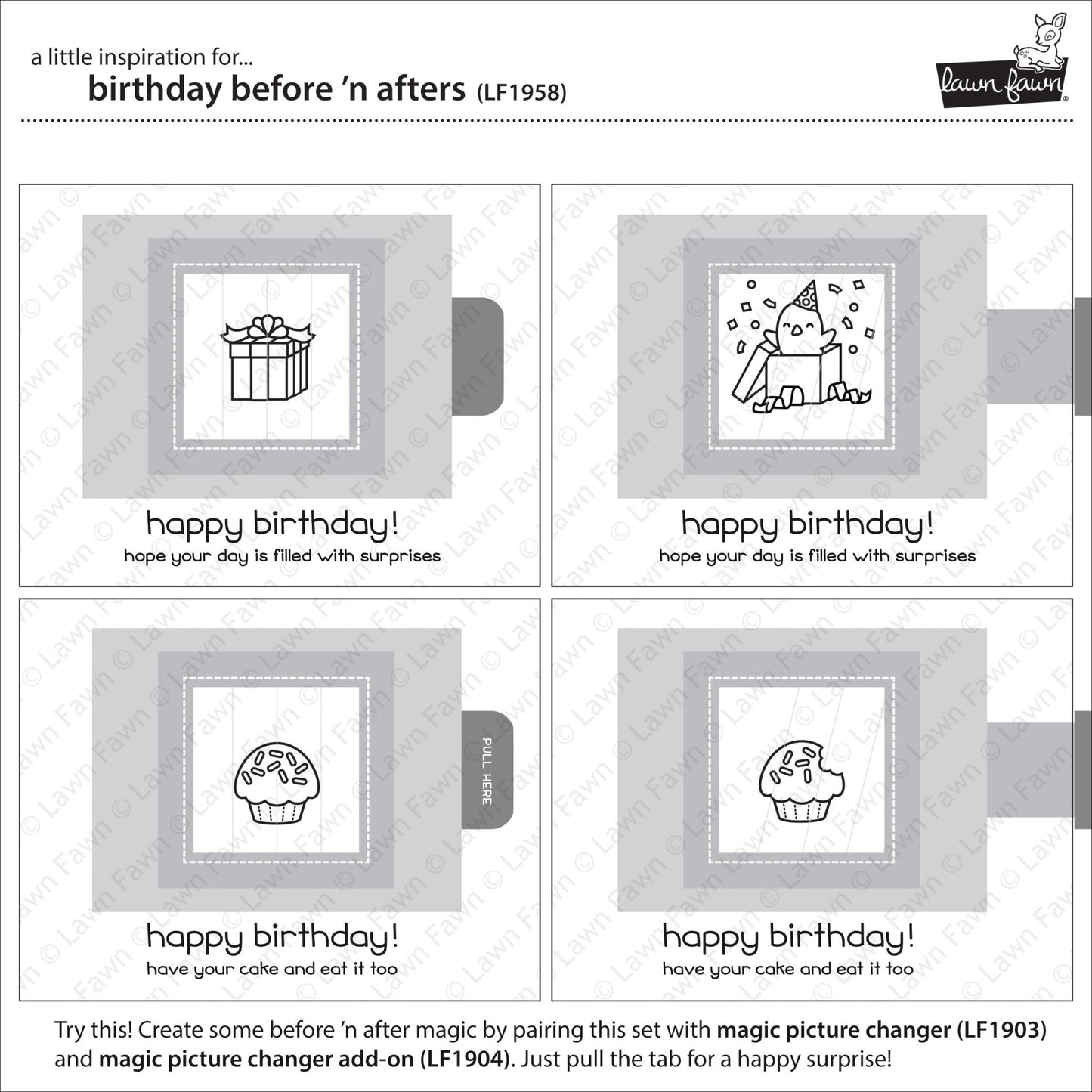 Lawn Fawn - Birthday Before 'n Afters - Clear Stamp 4x6