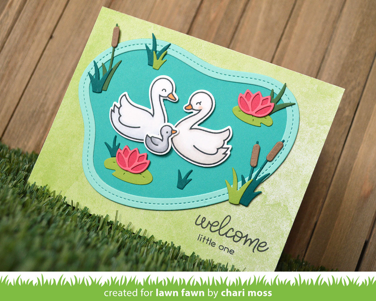 Lawn Fawn - stitched pond frame - Stanzen