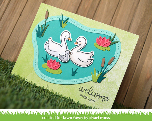 Lawn Fawn - stitched pond frame - Stanzen