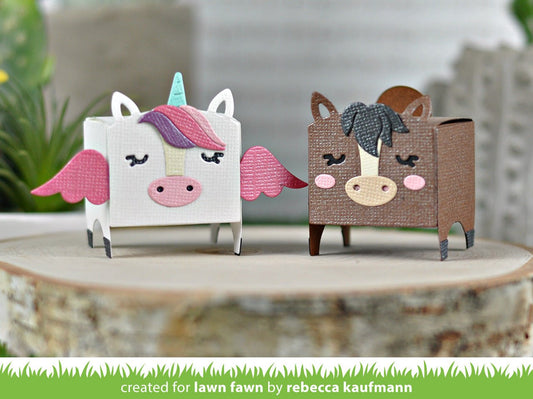 Lawn Fawn - tiny gift box unicorn and horse add-on - Stanzen