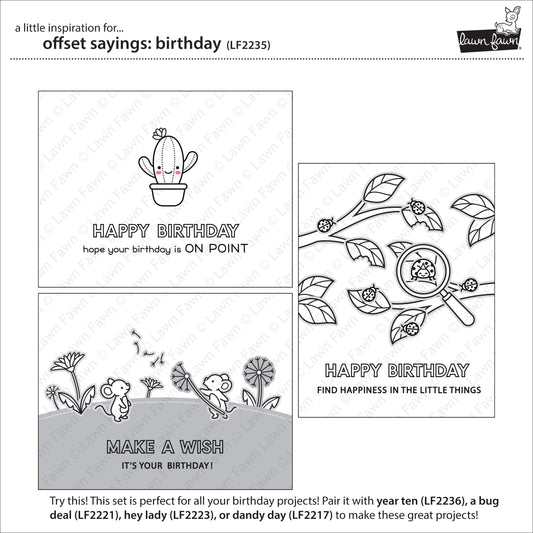 Lawn Fawn - offset sayings: birthday - Clear Stamp 4x6