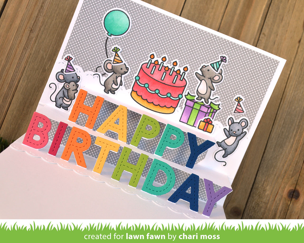 Lawn Fawn - pop-up happy birthday - Stanzen