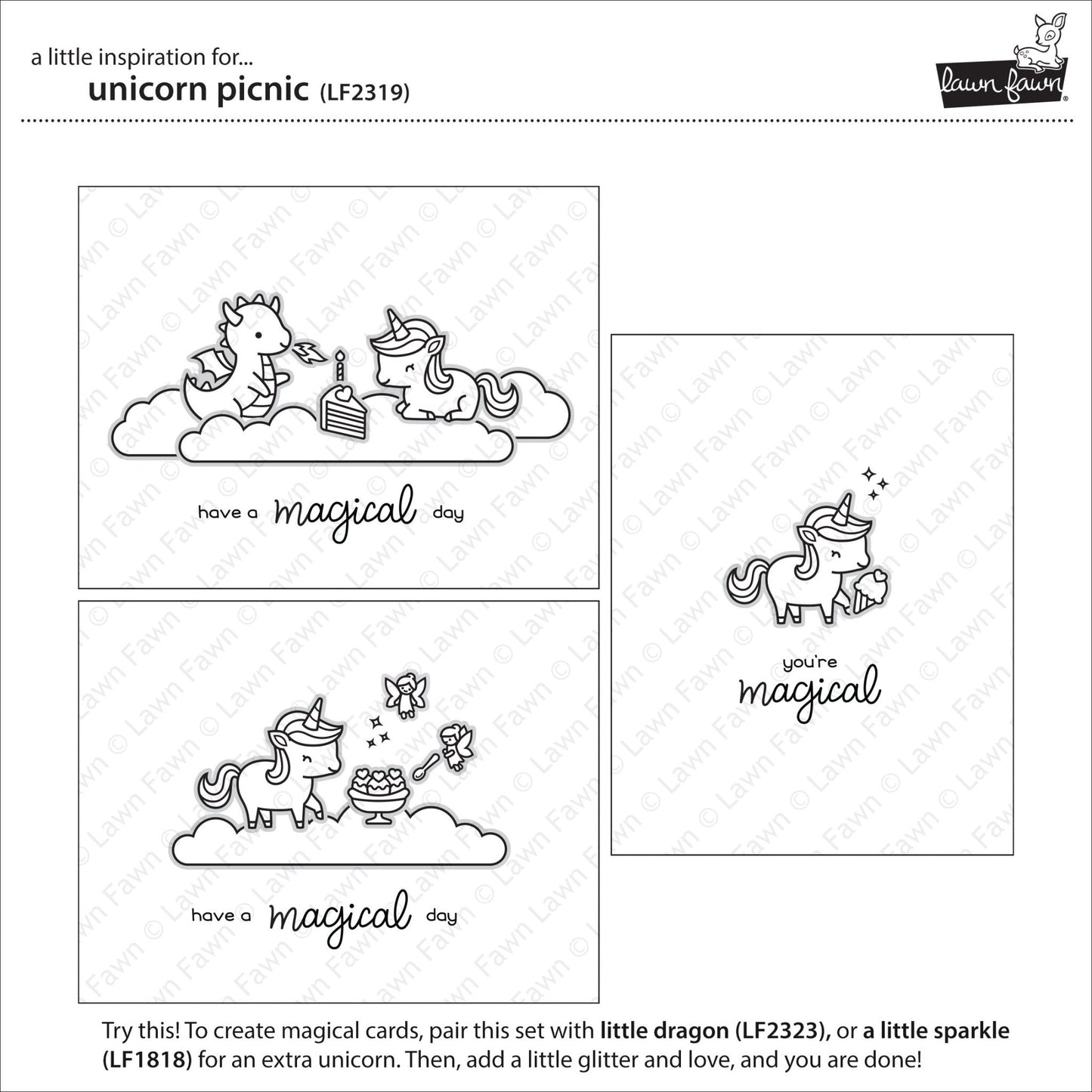 Lawn Fawn - unicorn picnic - Clear Stamp 4x6