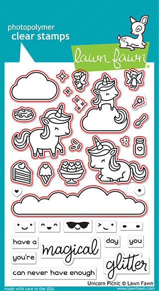 Lawn Fawn unicorn picnic Stanzen