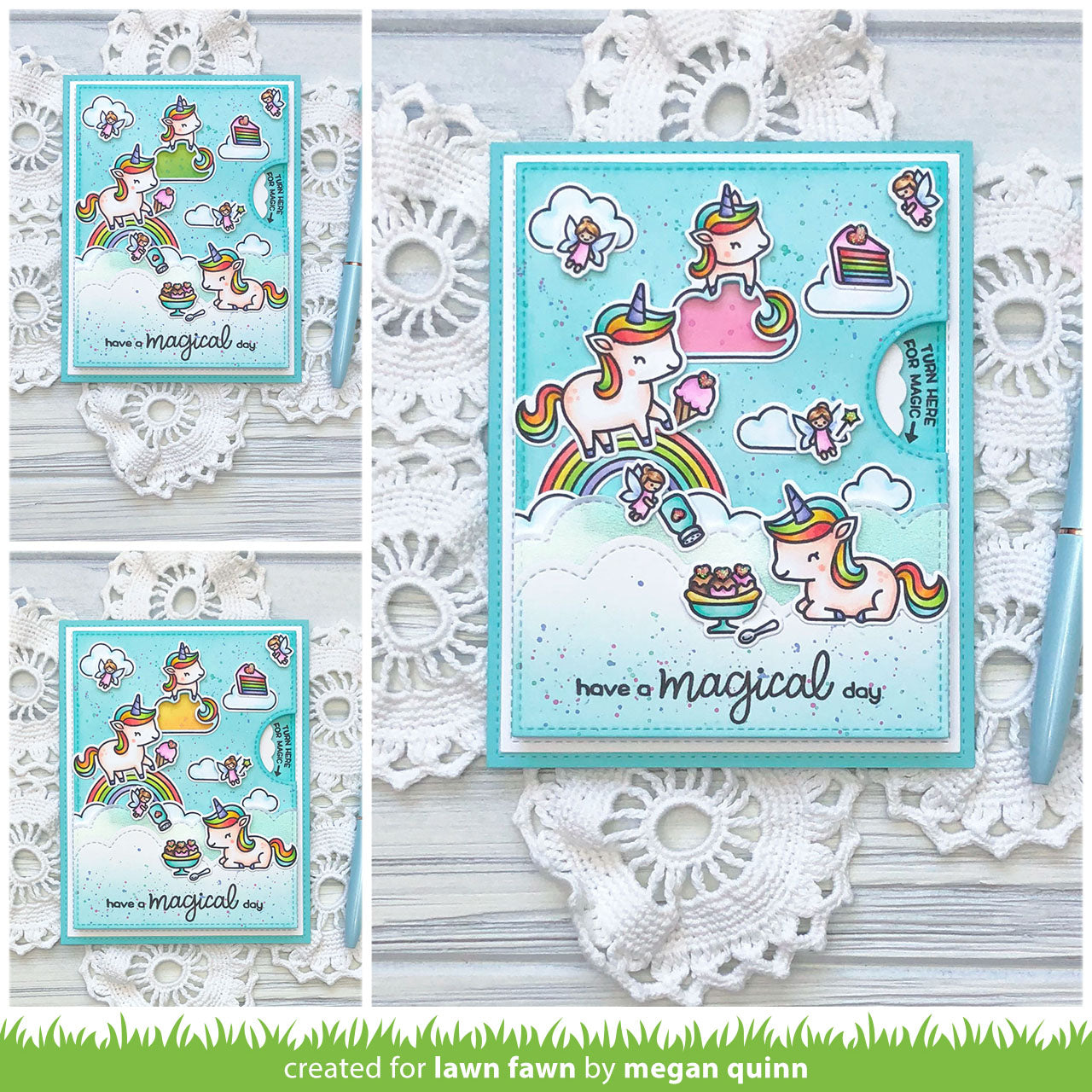 Lawn Fawn - reveal wheel unicorn picnic add-on - Stanzen