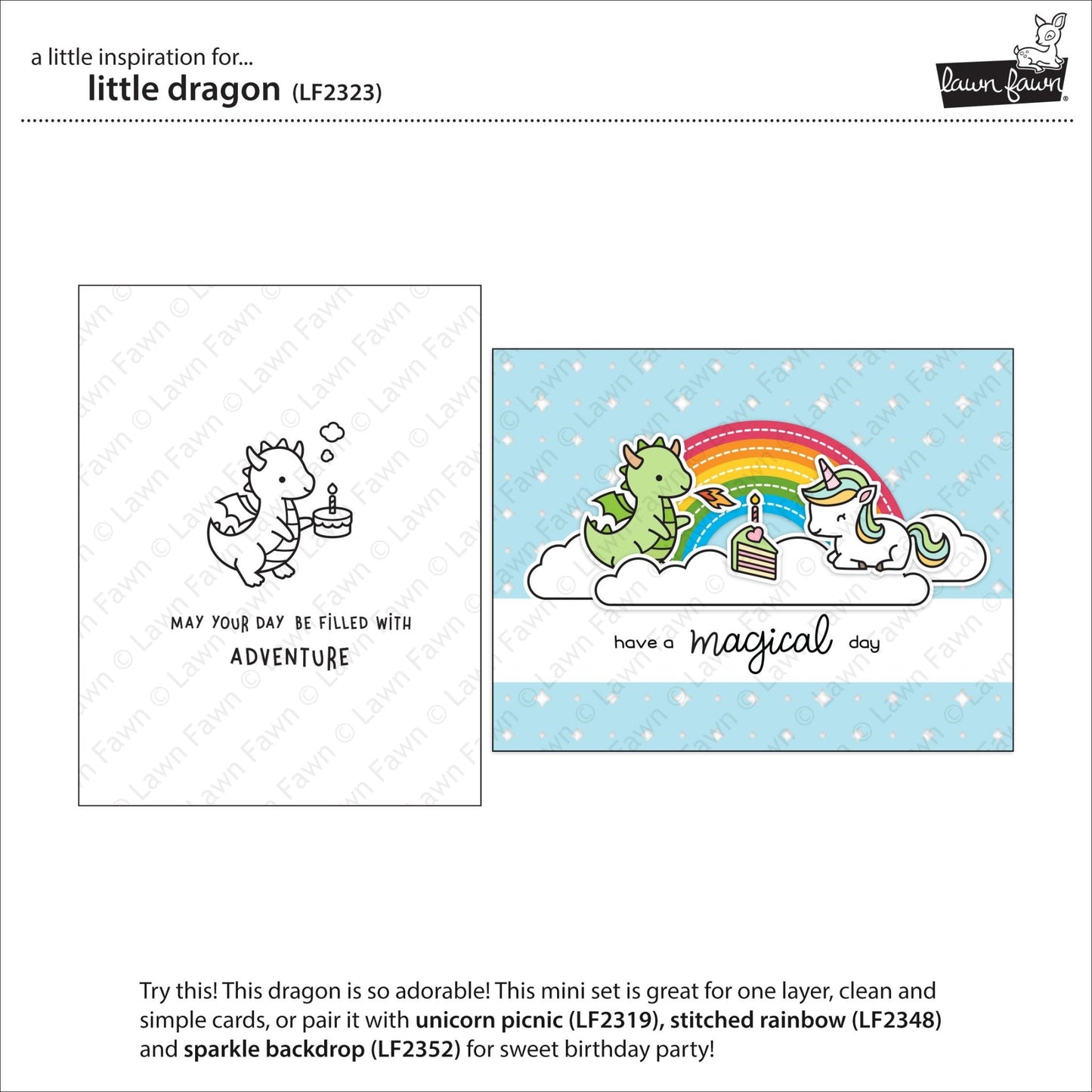 Lawn Fawn - little dragon - Clear Stamp 4x6