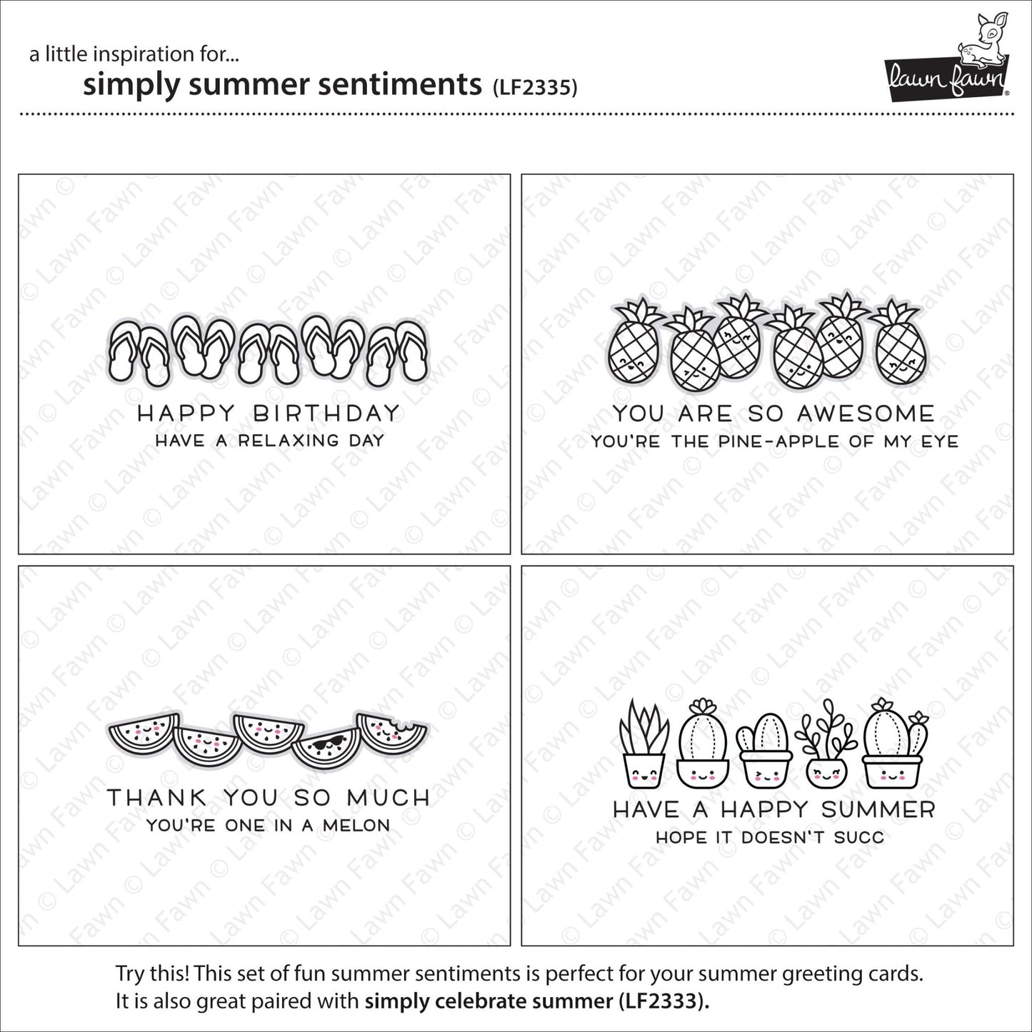Lawn Fawn - simply summer sentiments - Clear Stamp 3x4