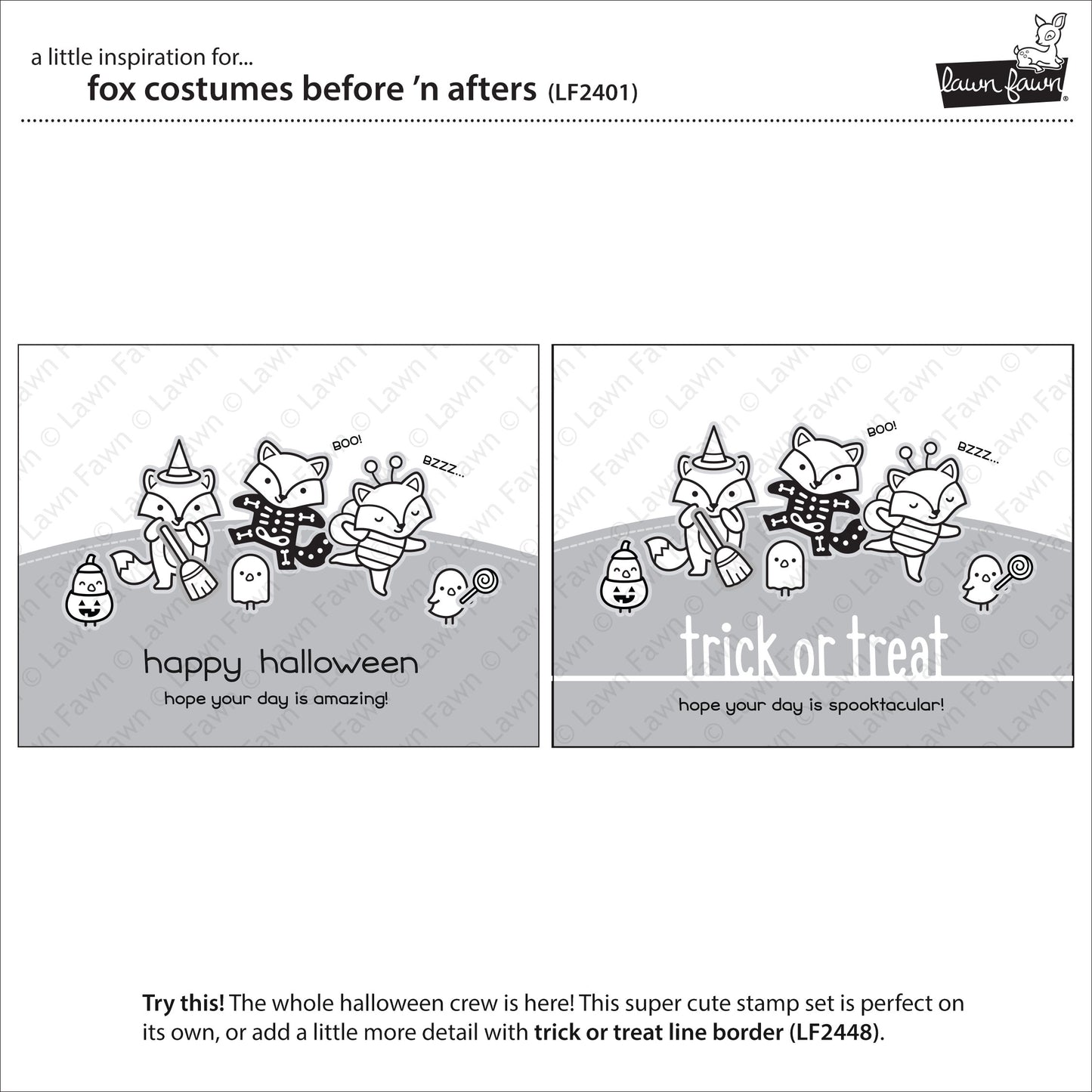 Lawn Fawn - fox costumes before 'n afters - Clear Stamp 4x6