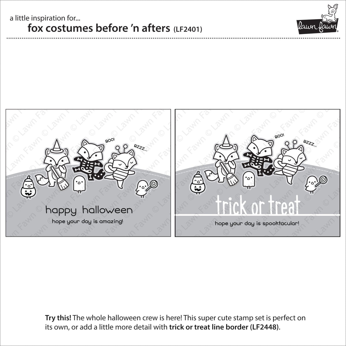 Lawn Fawn - fox costumes before 'n afters - Clear Stamp 4x6