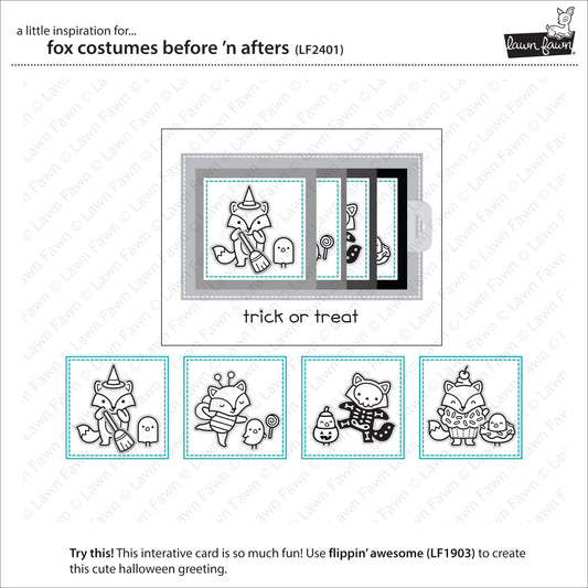 Lawn Fawn fox costumes before 'n afters Clear Stamp 4x6