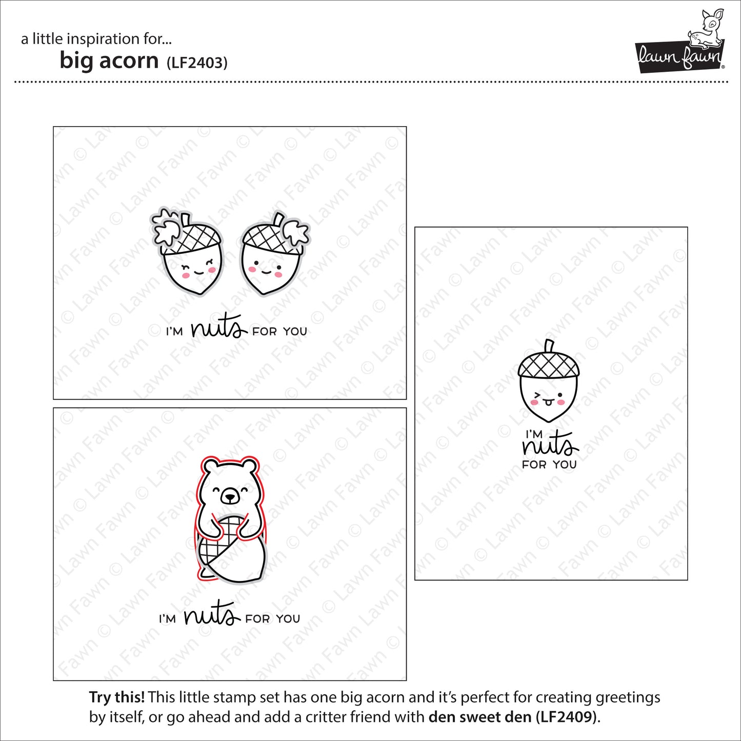 Lawn Fawn - big acorn - Clear Stamp 2x3