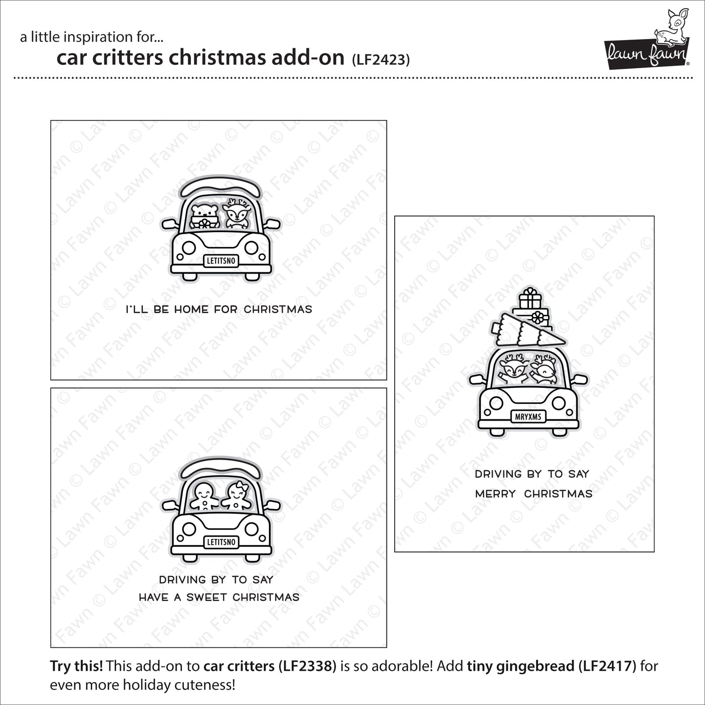 Lawn Fawn - car critters christmas add-on - Clear Stamp 3x4