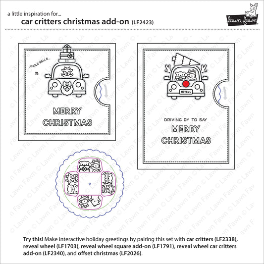 Lawn Fawn car critters christmas add-on Clear Stamp 3x4