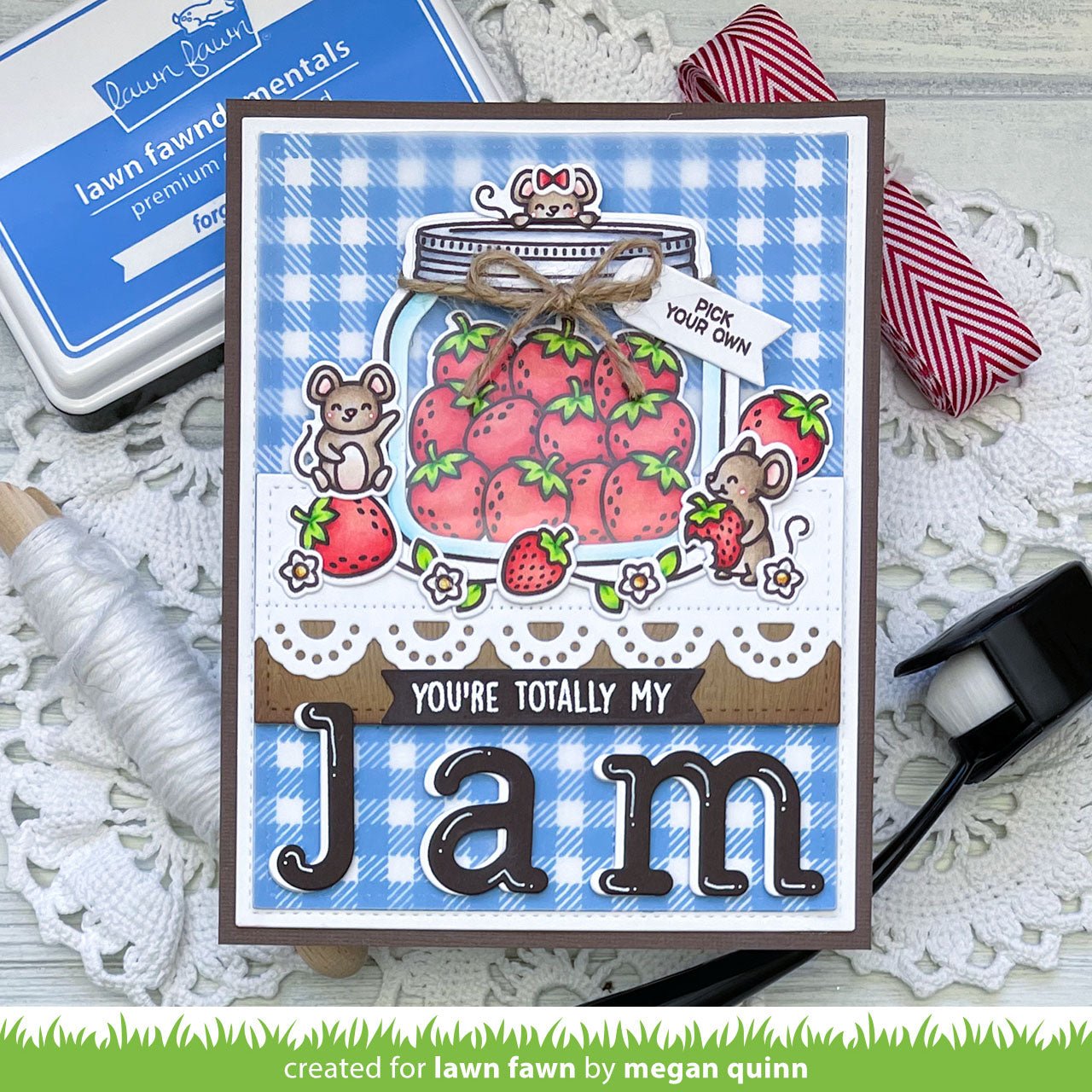 Lawn Fawn - How you bean? Strawberries Add-on - Clear Stamp 3x4