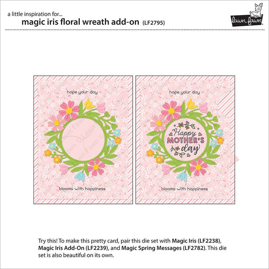 Lawn Fawn - Magic Iris Floral Wreath Add-On- Stand Alone Stanze