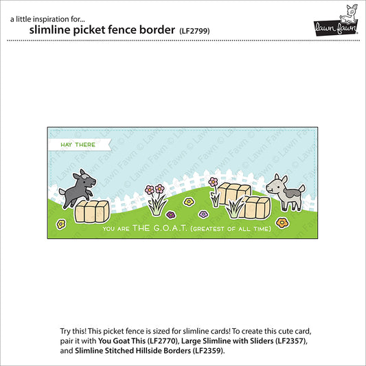Lawn Fawn - Slimline Picket Fence Border - Stand Alone Stanze