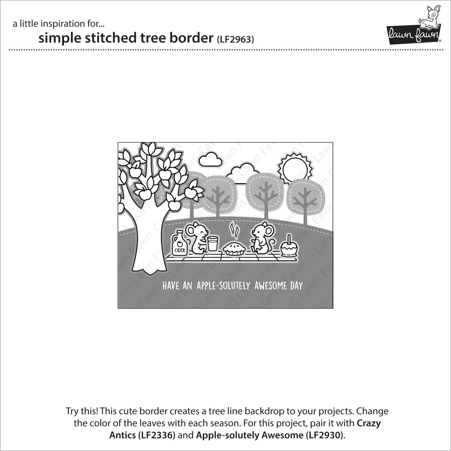 Lawn Fawn - Simple stitched Tree Border - Stand alone Stanzen