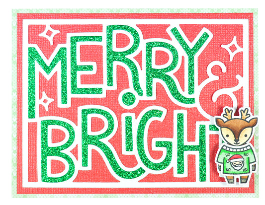 Lawn Fawn - Giant outlined Merry & Bright - Stand alone Stanzen