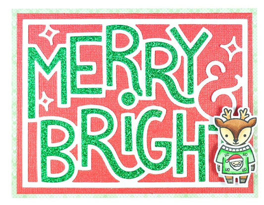 Lawn Fawn - Giant outlined Merry & Bright - Stand alone Stanzen