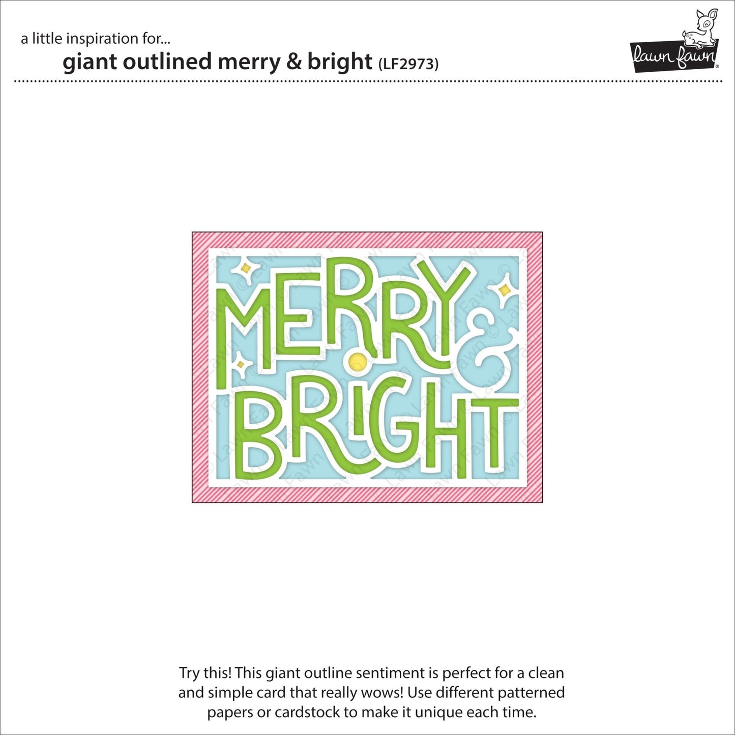 Lawn Fawn - Giant outlined Merry & Bright - Stand alone Stanzen