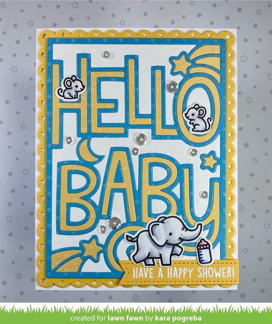 Lawn Fawn - Giant outlined hello Baby - Stand Alone Stanze