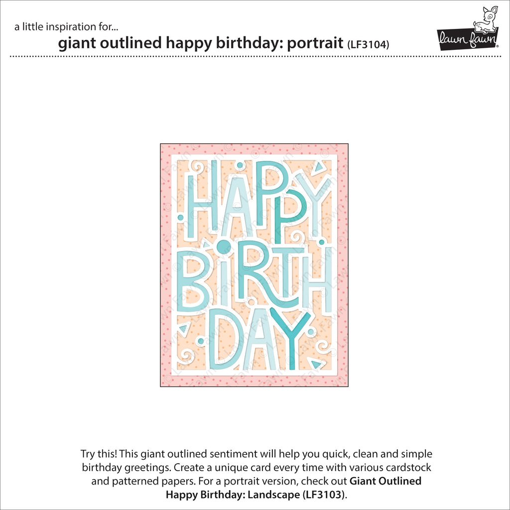 Lawn Fawn - Giant outlined Happy Birthday: Landscape - Stand Alone Stanze