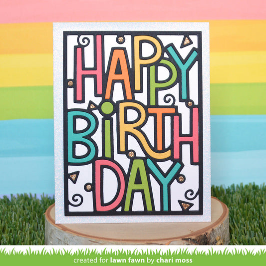 Lawn Fawn - Giant outlined Happy Birthday: Landscape - Stand Alone Stanze