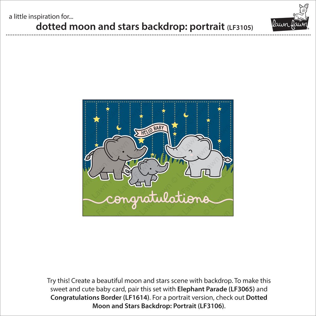Lawn Fawn - Dotted Moon and Stars Backdrop: Landscape - Stand Alone Stanze