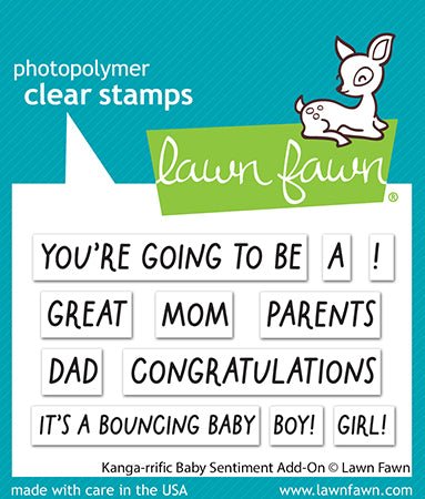 Lawn Fawn Kanga-rrific Baby Sentiment Add-on Clear Stamp Set 2x3