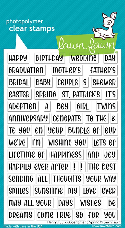 Lawn Fawn Henry’s build-a-sentiment: Spring Clear Stamp Set 4x6