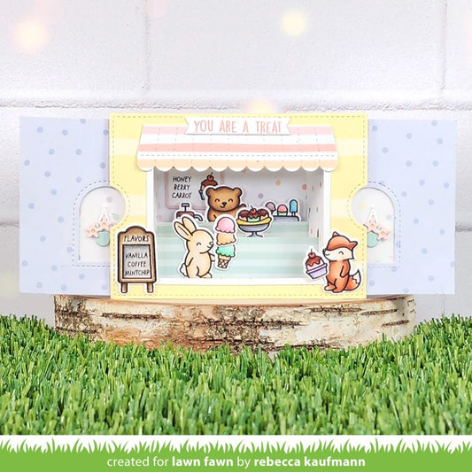 Lawn Fawn Treat cart sentiment add-on Stempelset 3x4