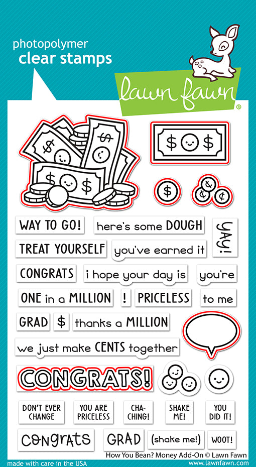 Lawn Fawn How you bean? money add-on Outline Stanzen