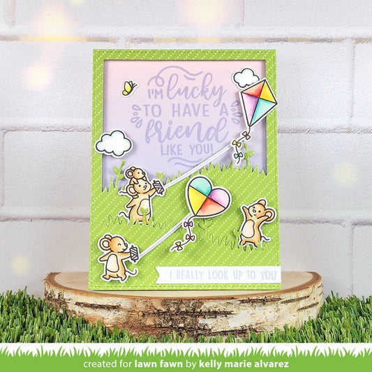 Lawn Fawn Give it a whirl messages: Friends Stempelset 4x6