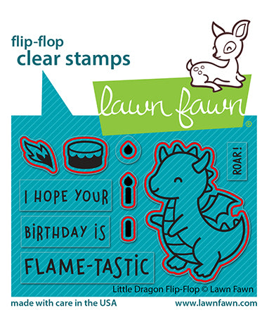 Lawn Fawn Little dragon flip flop Outline Stanzen