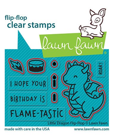 Lawn Fawn Little dragon flip flop Outline Stanzen