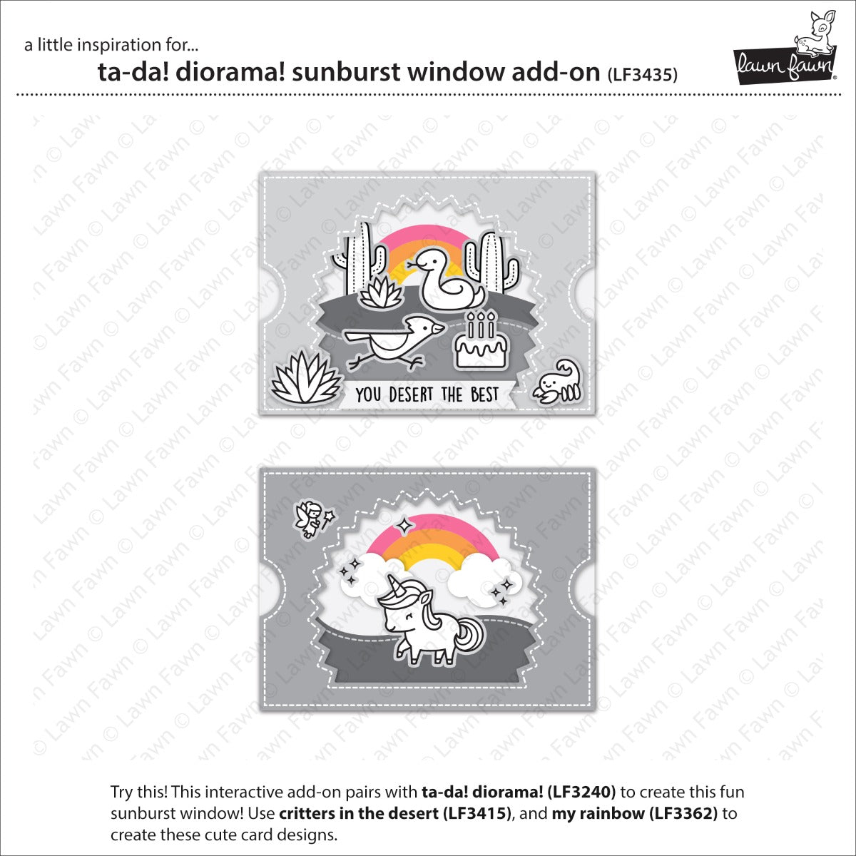 Lawn Fawn Ta-da! diorama! sunburst window add-on Stand Alone Stanzen