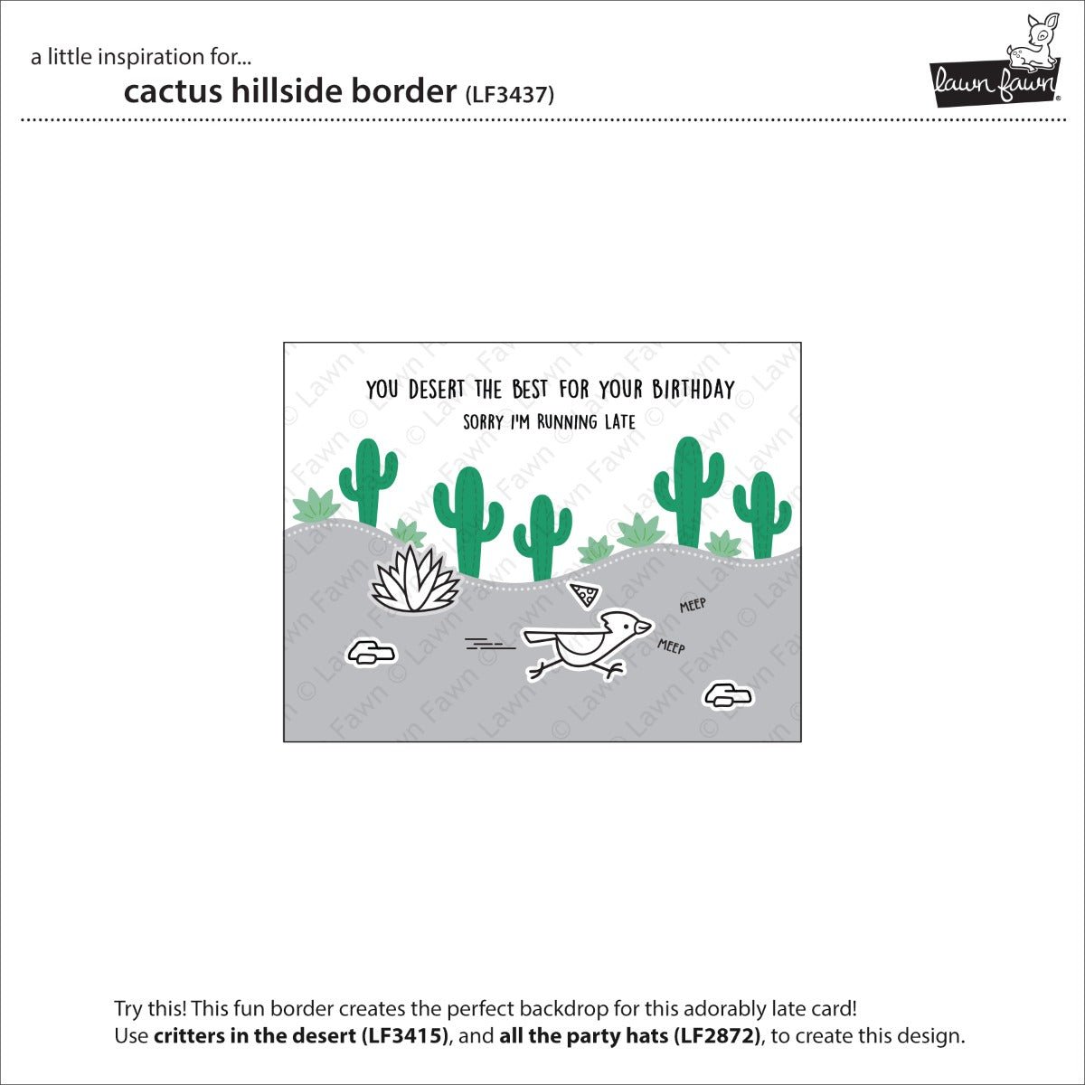 Lawn Fawn Cactus hillside border Stand Alone Stanzen