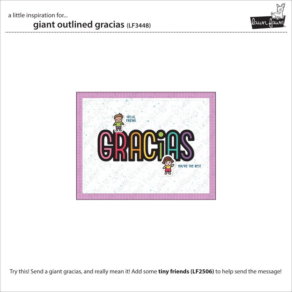 Lawn Fawn Giant outlined gracias Stand Alone Stanzen