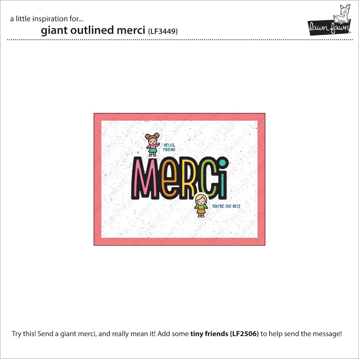 Lawn Fawn giant outlined merci Stand Alone Stanzen