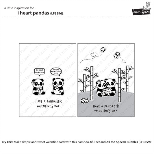 Lawn Fawn - i heart pandas - 4x6 clear stamp set