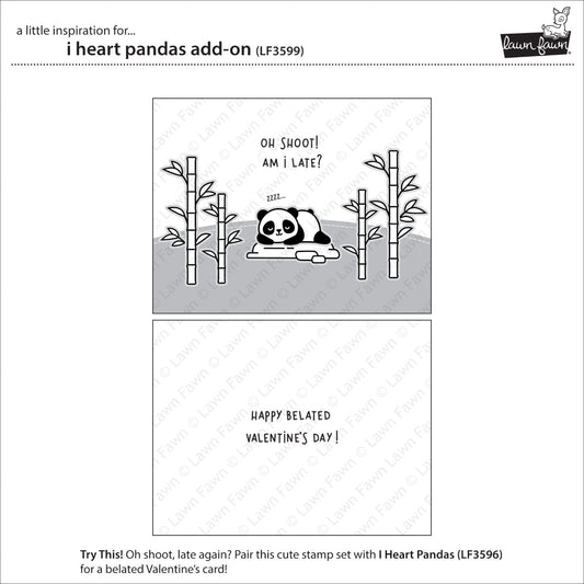 Lawn Fawn - i heart pandas add-on - 3x4 clear stamp set