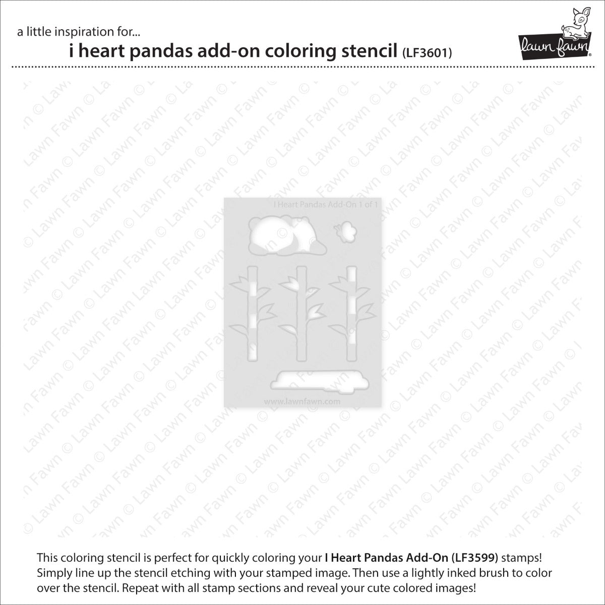 Lawn Fawn - i heart pandas add-on - coloring stencil