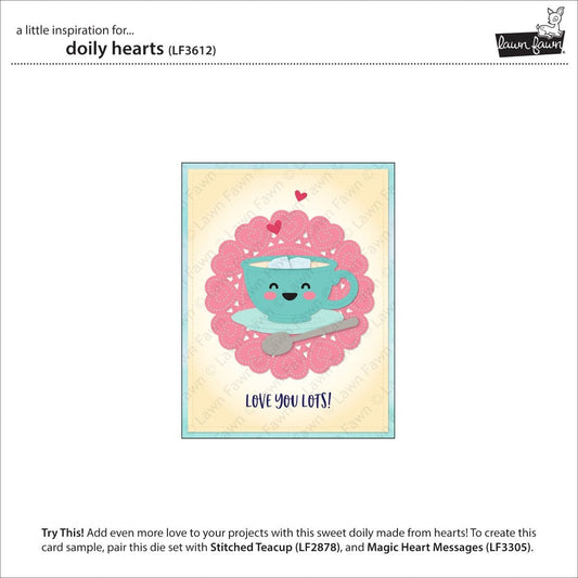 Lawn Fawn - doily hearts - stand-alone die