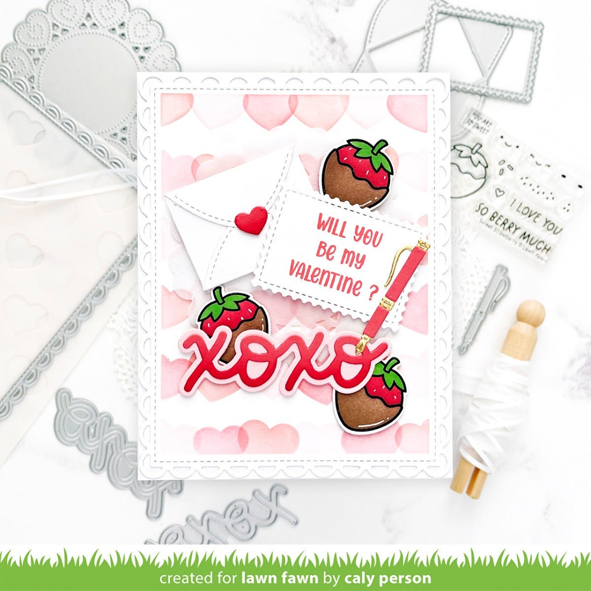 Lawn Fawn - layered hearts background - stencils