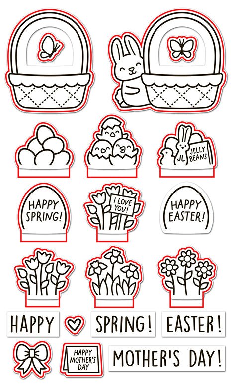 Lawn Fawn - Spring Basket - Outline Stanzen