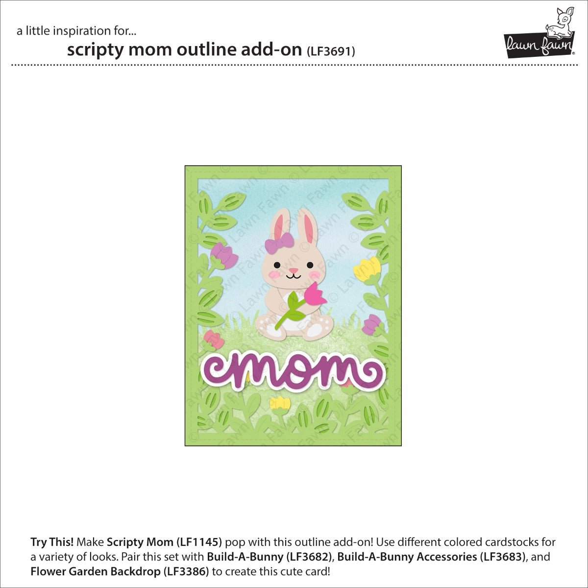 Lawn Fawn - Scripty Mom outline add-on - Stand alone Stanzen