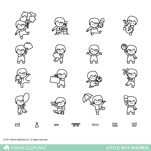 Mama Elephant - Little Boy Agenda - Clear Stamps 4x6