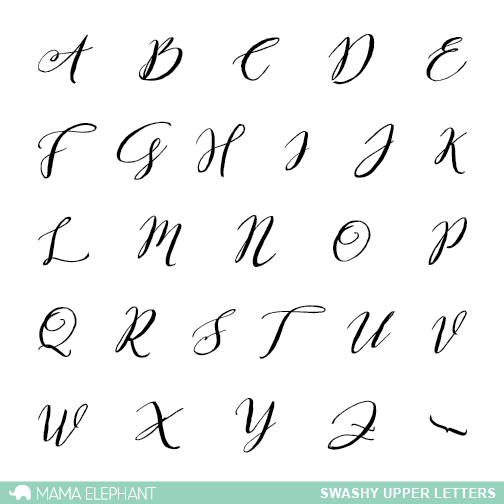 Mama Elephant - Swashy Upper Letters - Clear Stamp Set 4x6