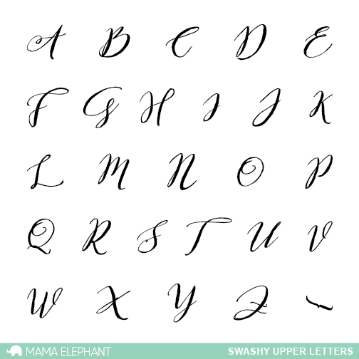 Mama Elephant - Swashy Upper Letters - Clear Stamp Set 4x6