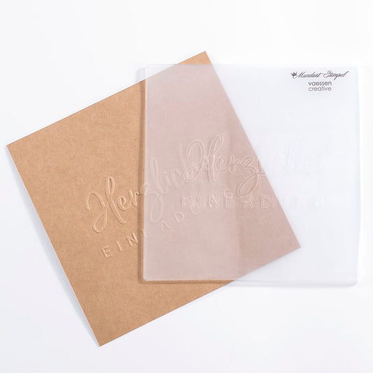 Mundart Stempel - herzliche Einladung - Prägeschablone